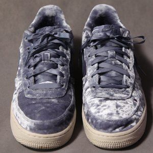 Nike Grey Velour/Velvet Air Force 1 Size 7Y or 8.5 Women's